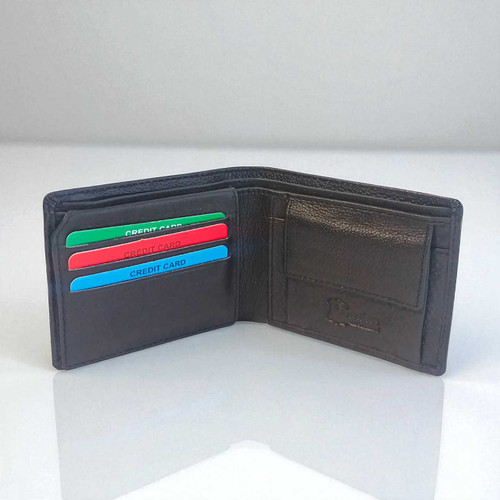 Premium Black plain Men's Bi-Fold Wallet WLT9306