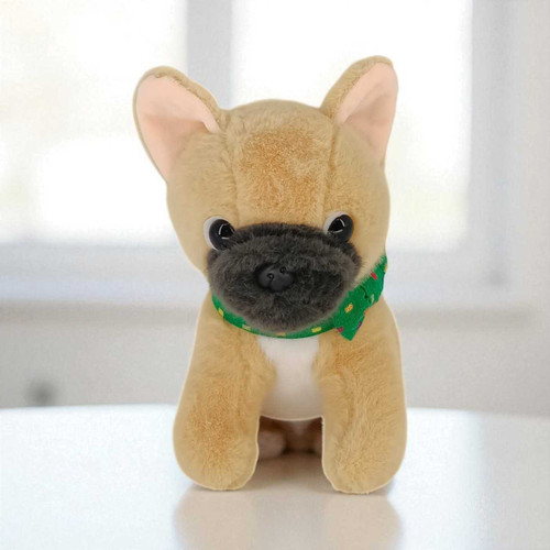 Light Yellow Plush French Bulldog with Green Scarf VT-1317