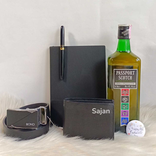 Father's Day Gift Combo Whisky, Diary, Pen, Belt & Wallet JNK-4471