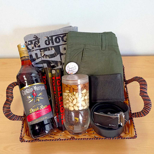 Father's Day Gift Combo with Rum, T-Shirt & Half Pant (40 Size) JNK-4480