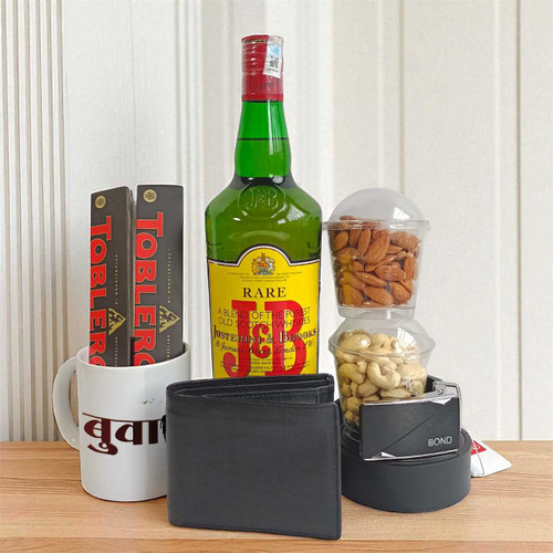Dad Gift: Whisky, Dry Nuts & Accessories Gift Combo JNK-4493