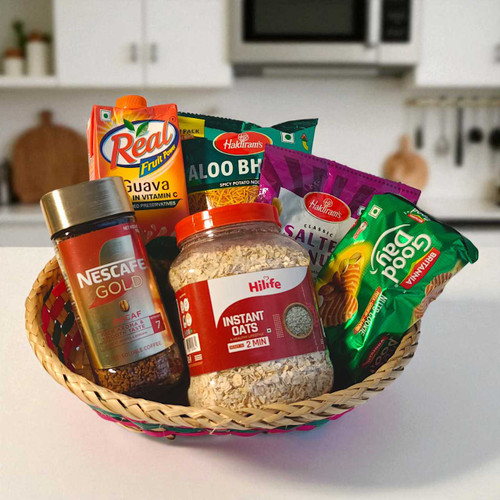 Snacks Gift Basket with Coffee & Real Juice JNK-4494