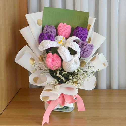 Multicolor Tulips with White Lily Bouquet JSR-467