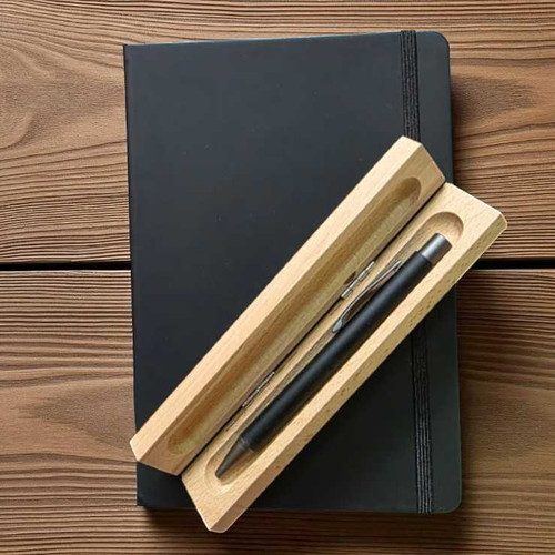 Elegant Black Diary & Personalized Pen Set SPM-8
