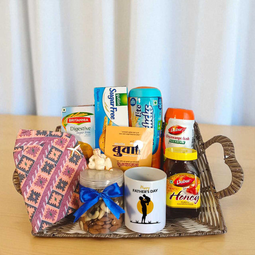 Father's Day Gift Basket with Snacks, Mug & Dhaka Topi JNK-4504