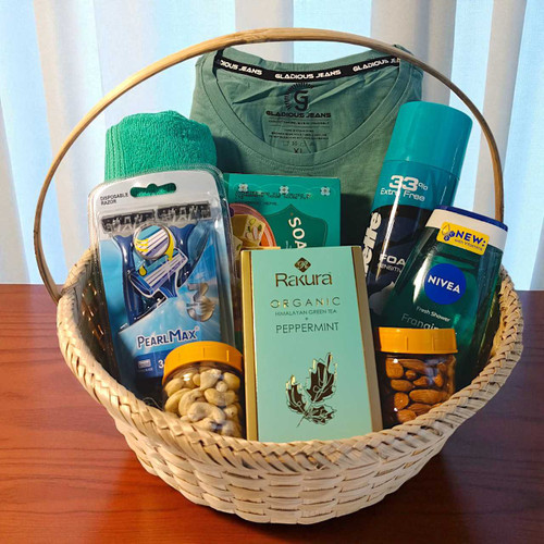 Dad's essentials Gift Baasket with Treats and Tea BPL-63 Dad's essentials Gift Baasket with Treats and Tea BPL-63