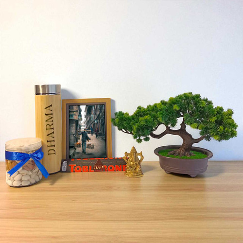 Personalized Gift Combo, Ganesh Statue & Artificial Plant JNK-4517