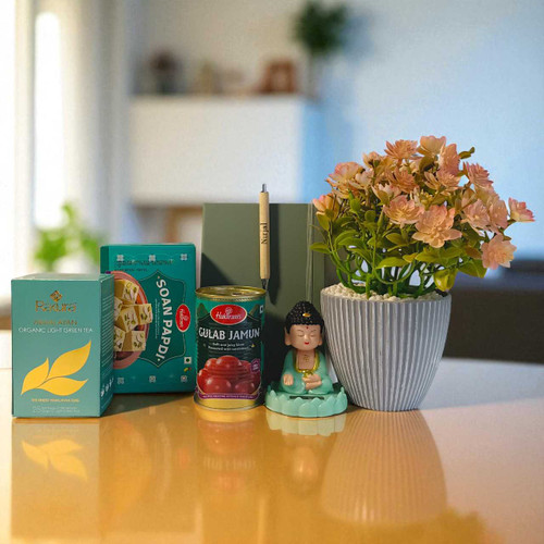 Sweet Moments Gift with Artificial Plant & Statue JNK-4529