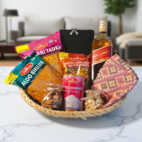 Classic Father’s Day Bamboo Basket Gift with Whisky SK-739