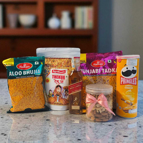 Red Label 200ml, Dry Nuts & Snacks Gift Combo JNK-4595