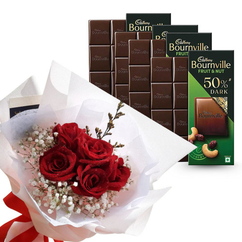 Red Rose & Cadbury Bournville Chocolate Bouquet