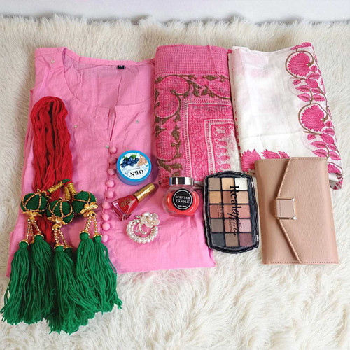 Cotton Kurta (46Size), Beauty Accessories & Candle Gift Set for Her JNK-4628