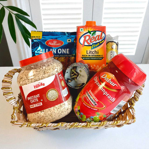 Snacks Gift Basket with Dabur Chyawanprash & Real Juice JNK-4638
