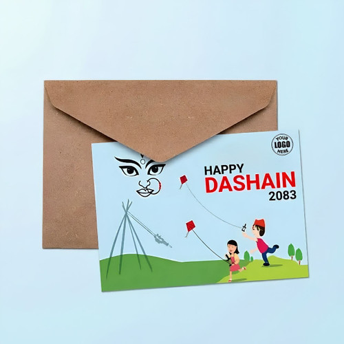 Customized Happy Dashain 2083 Greeting Card with Logo