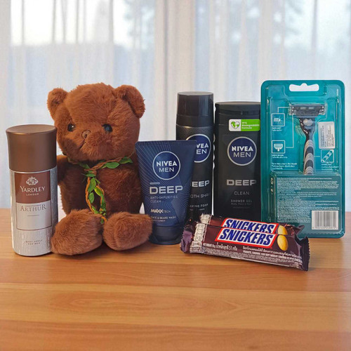 Teddy, Snickers and Men's Essentials Combo Gift Package For Him BPL-203