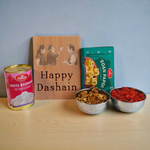 Personalized Wooden Plaque Dashain Gift Hamper SK-881