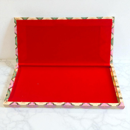 Multicolor Geometric Design Envelope Box with Golden Accents