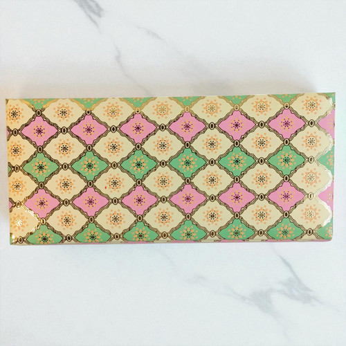 Multicolor Geometric Design Envelope Box with Golden Accents