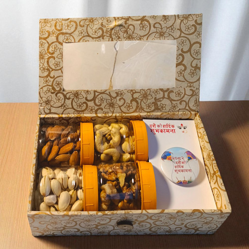 Dashain Gift Box with Dry Nuts & Badge