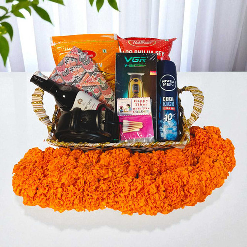 Tihar Gift for Brother with Red Wine 187ml, Snacks & Accessories JNK-4753