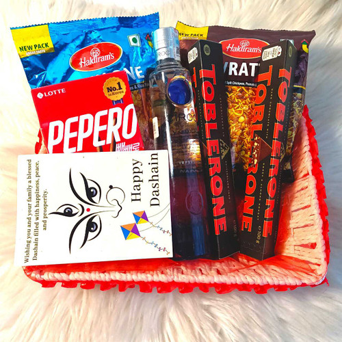Dashain Gift Basket with Vodka 200ml & Snacks JNK-4787