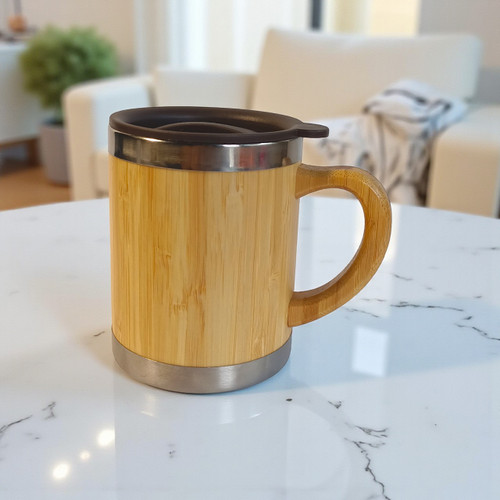 Customizable Bamboo Coffee Mug with Lid-300ml