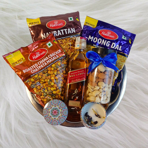 Festive Snacks with Red Label 200ml & Candle