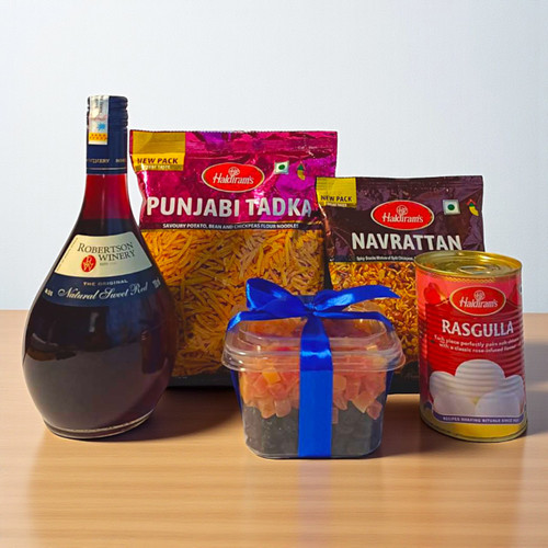 Red Wine 750ml with Snacks & Dry Fruits