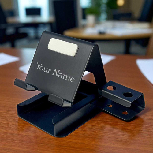 Name Engraved on Metal Mobile, Cardholder & Pen Stand MS-01