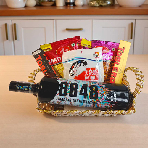 Snacks, Vodka 750ml & Chocolates Gift Basket JNK-4802