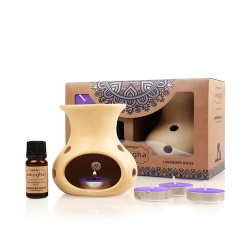 Name Engraved Ceramic Vaporizer Jar with Amogha Oil & Candles