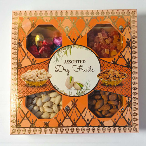 Assorted Dry Fruits with Gourmet Chocolates & Sunflower Candle JNK-4833