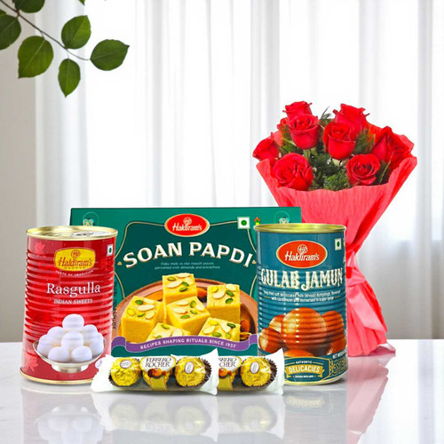 Natural Rose Bouquet and Delight Snacks Combo Pack BPL-450