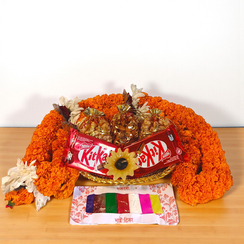 Tihar Celebration Gift Tray with Tika & Mala