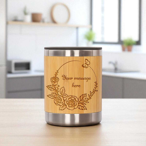 Personalized Bamboo Coffee Mug with Custom Message SK-990