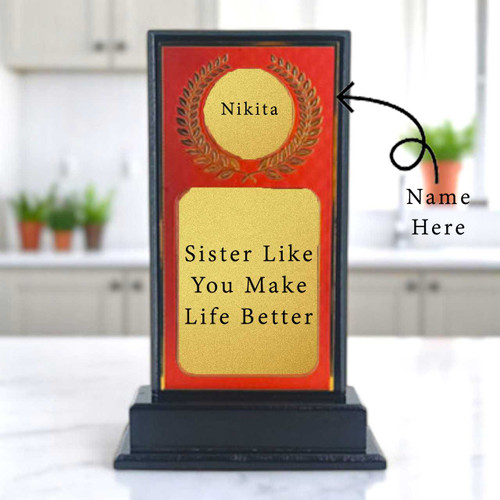 Wooden Love Token for Sister with Custom Name & Message Engraved – Perfect For Return Gifts to Sister SK-1010