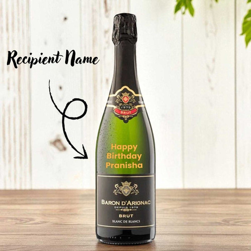Birthday Special Personalized Baron D'Arignac French Brut Sparkling Wine 750ml