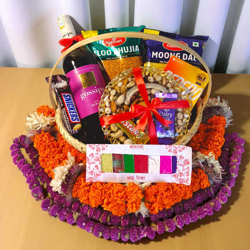 Red Wine 750ml with Snacks Tihar Gift Basket for Brother JNK-5061 Red Wine 750ml with Snacks Tihar Gift Basket for Brother JNK-5061