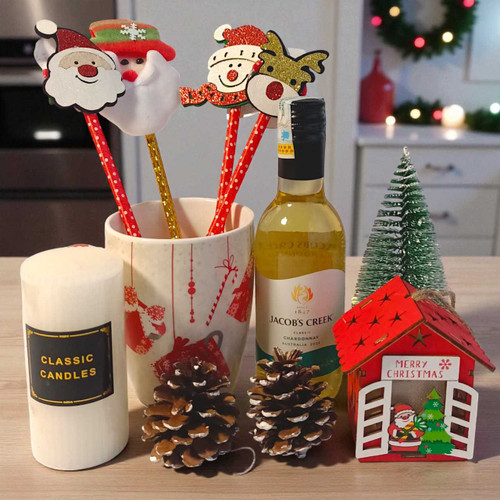 Festive Christmas Gift Set with White Wine 187ml & Mug JNK-5108