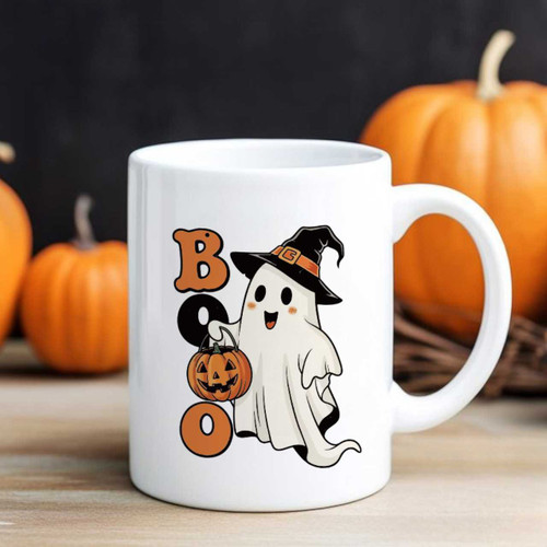 Halloween Booo Ghost Pinted Ceramic Mug BPL-585 Halloween Booo Ghost Pinted Ceramic Mug BPL-585