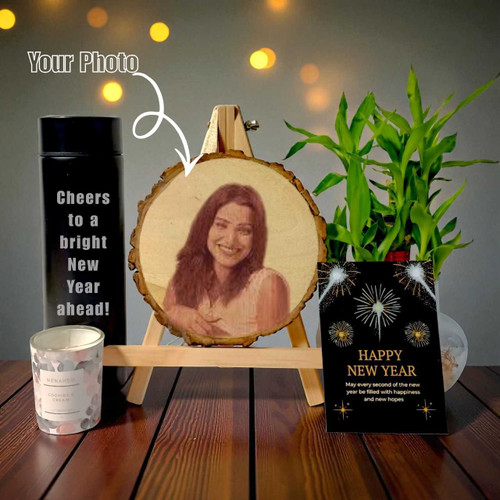 Customized New Year Gift Set with Bamboo Plant & Candle JNK-5140 Customized New Year Gift Set with Bamboo Plant & Candle JNK-5140