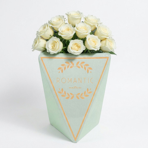 Timeless Beauty: White Roses in Hexagon Vase