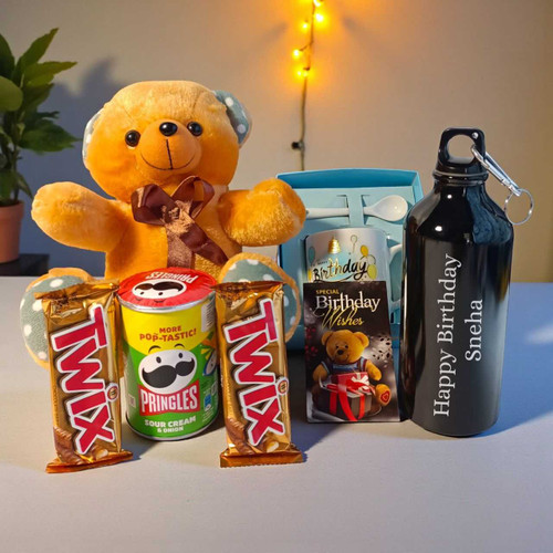 Birthday Gift Combo with Teddy & Personalized Tumbler JNK-5197