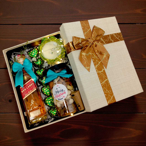 Christmas Glow Whisky Gift Box – With Dry Nuts & Festive Lights JSR-606