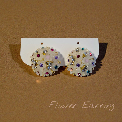 White Flower with Multicolor stone Earring Set JR-316