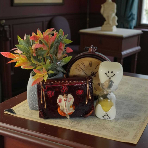 Elegant Timepiece, Ganesh, Clock & Plant Decor Set SPM-66