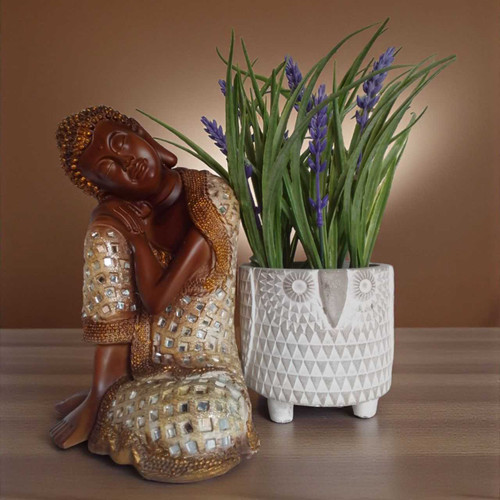 Elegant Home Decor Set: Wheat Grass Plant & Buddha Showpiece SPM-83