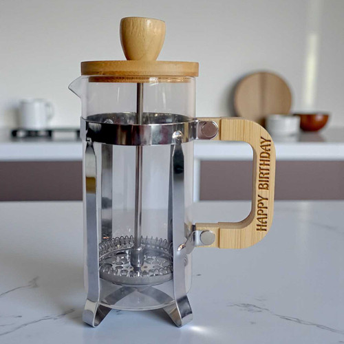 Happy Birthday Printed Wooden French Press Pot - 350ml HSL-40