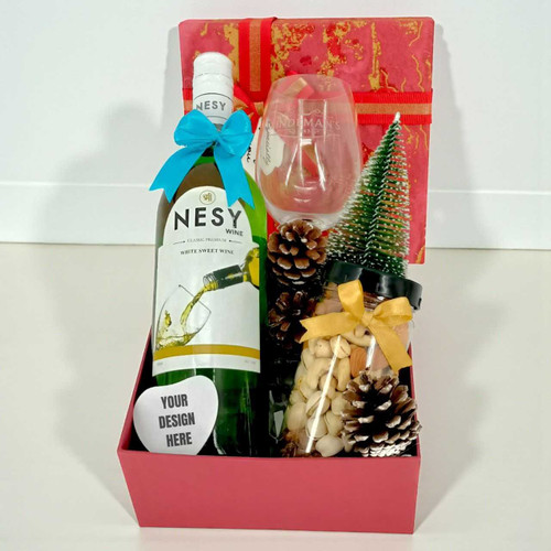 Christmas Decor with White Wine 750ml & Fridge Magnet JNK-5242