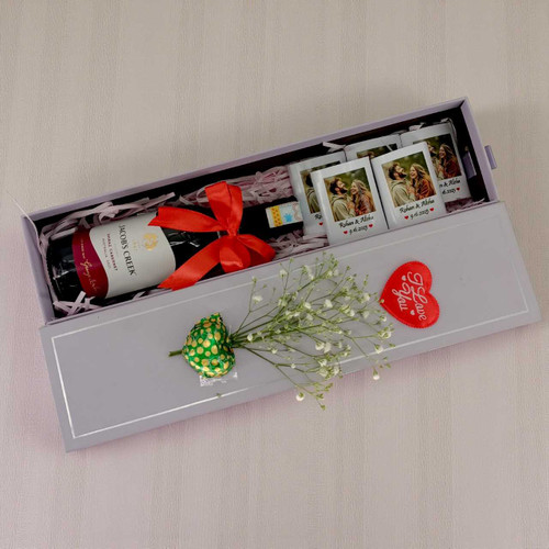 Anniversary Gift Box with Red Wine 187ml & Chocolates JNK-5252